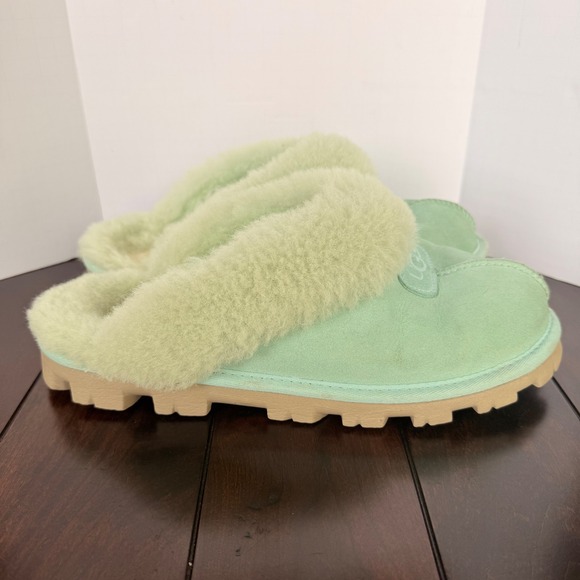 UGG Coquette Mint Green Suede Sheepskin Slippers Womens 9 G1WDQ84CNFJ - Picture 4 of 13